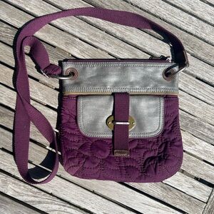 Fossil Key-Per Purple and Silver Crossbody Bag with Adjustable Strap